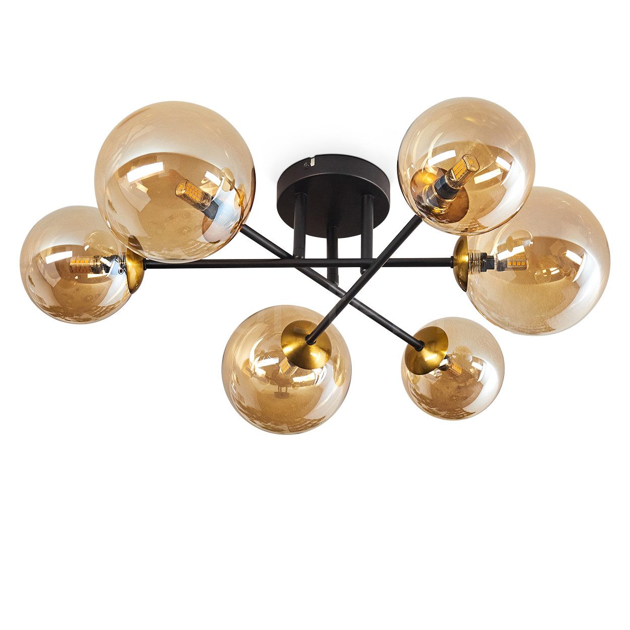 hofstein Deckenleuchte Deckenlampe aus Metall/Glas in günstig online kaufen