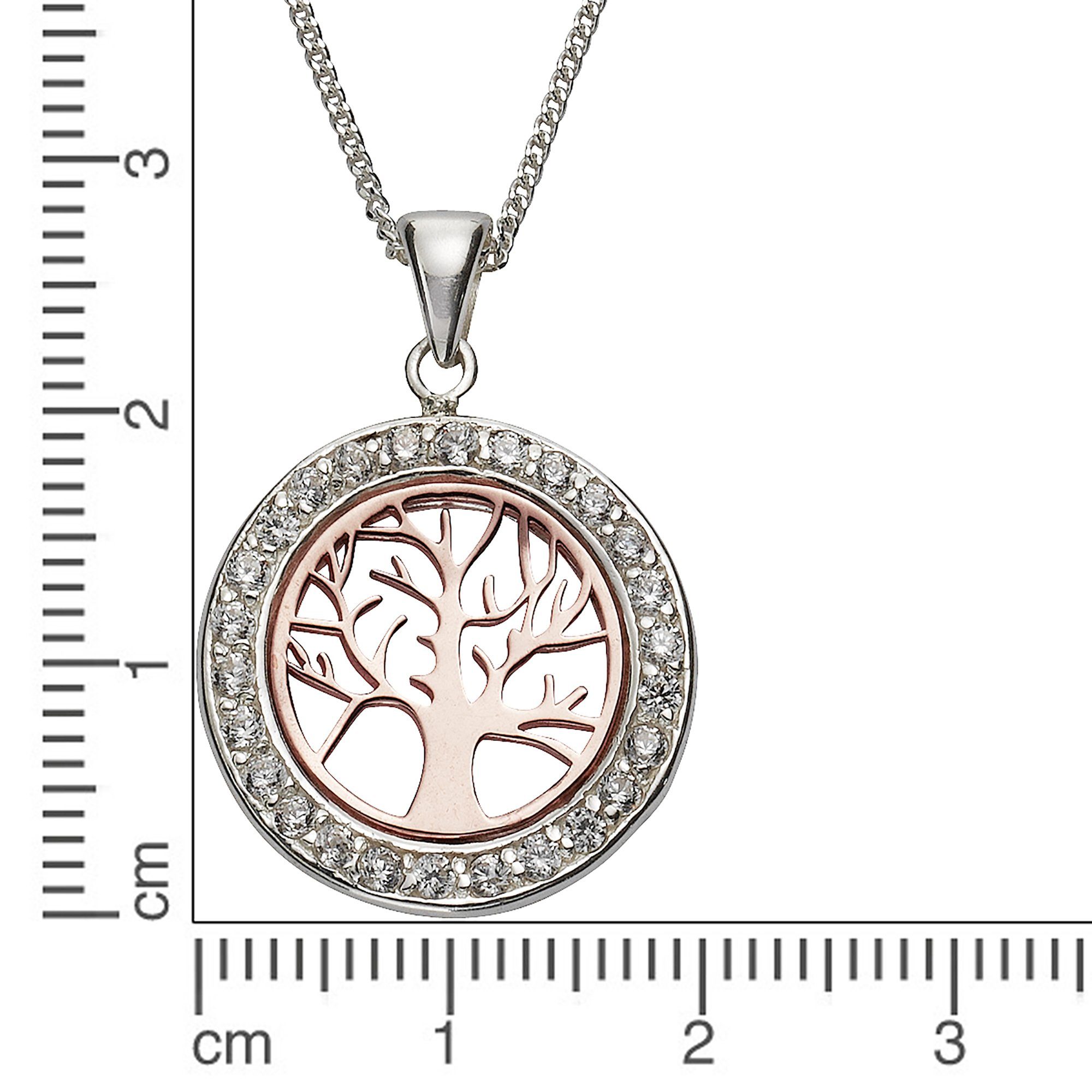 Zeeme Kette mit Anhänger Silber 925 zweifarbig mit Lebensbaum-Motiv günstig online kaufen
