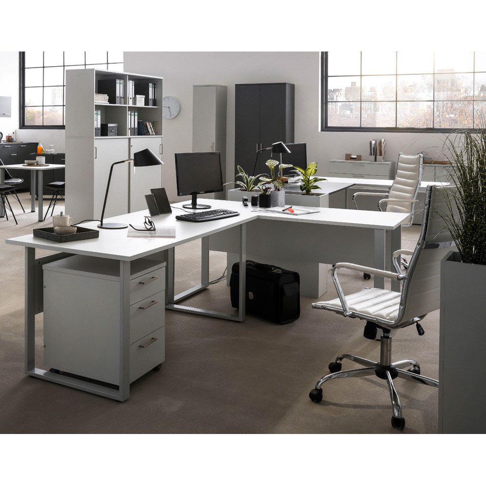 Lomadox Rollcontainer META-80, Büro Container Aktenschrank grau hell 41,2x60,1x49,6 cm