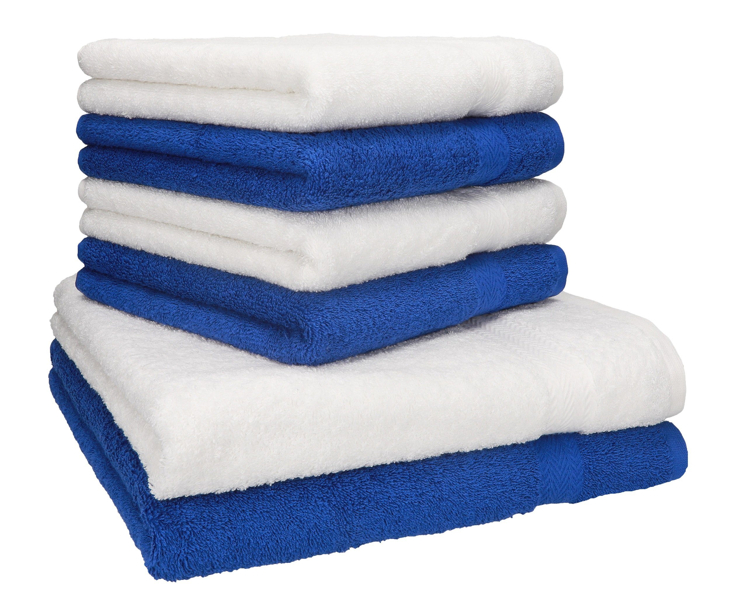 Betz Handtuch Set 6-TLG. Handtuch-Set Premium 100% Baumwolle 2 Duschtücher 4 Handtücher Farbe blau und weiß, 100% Baumwolle