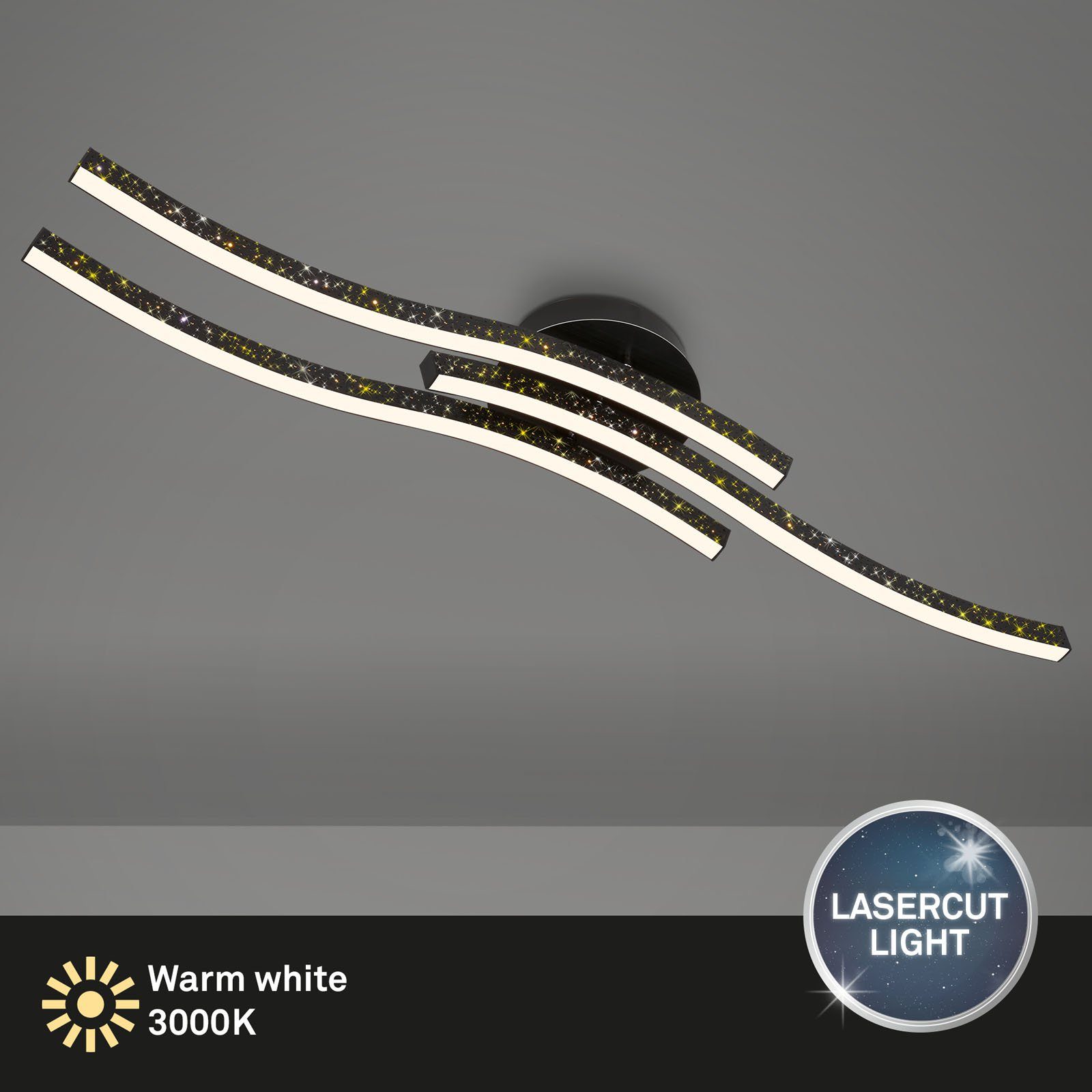 Briloner Leuchten LED LED Laserlochoptik, 80,5x15x10 schwarz, 3718-035, verbaut, Warmweiß, Wandleuchte cm fest durch Glitzereffekt
