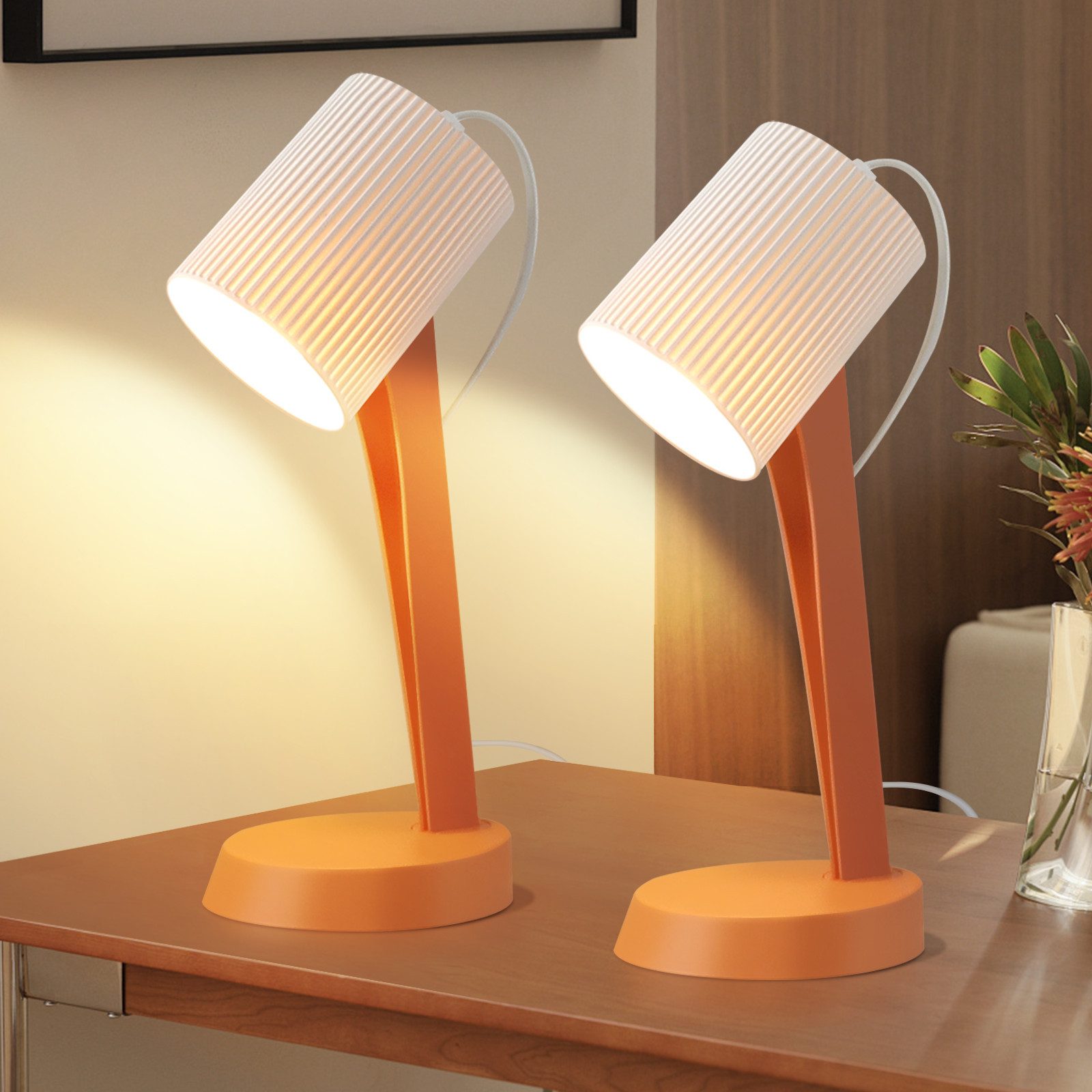ZMH Tischleuchte Modern Landhausstil Tischlampe mit Kabel Wohnzimmer mit Ki günstig online kaufen
