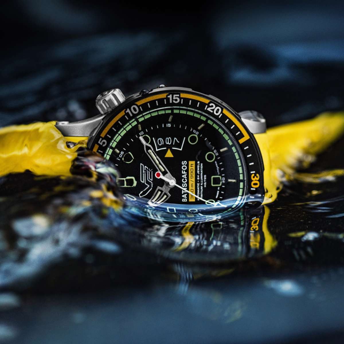 Vostok Europe Automatikuhr NH35-511E767-YLW, Herrenuhr Taucher Batiscafos Gelb/Schwarz