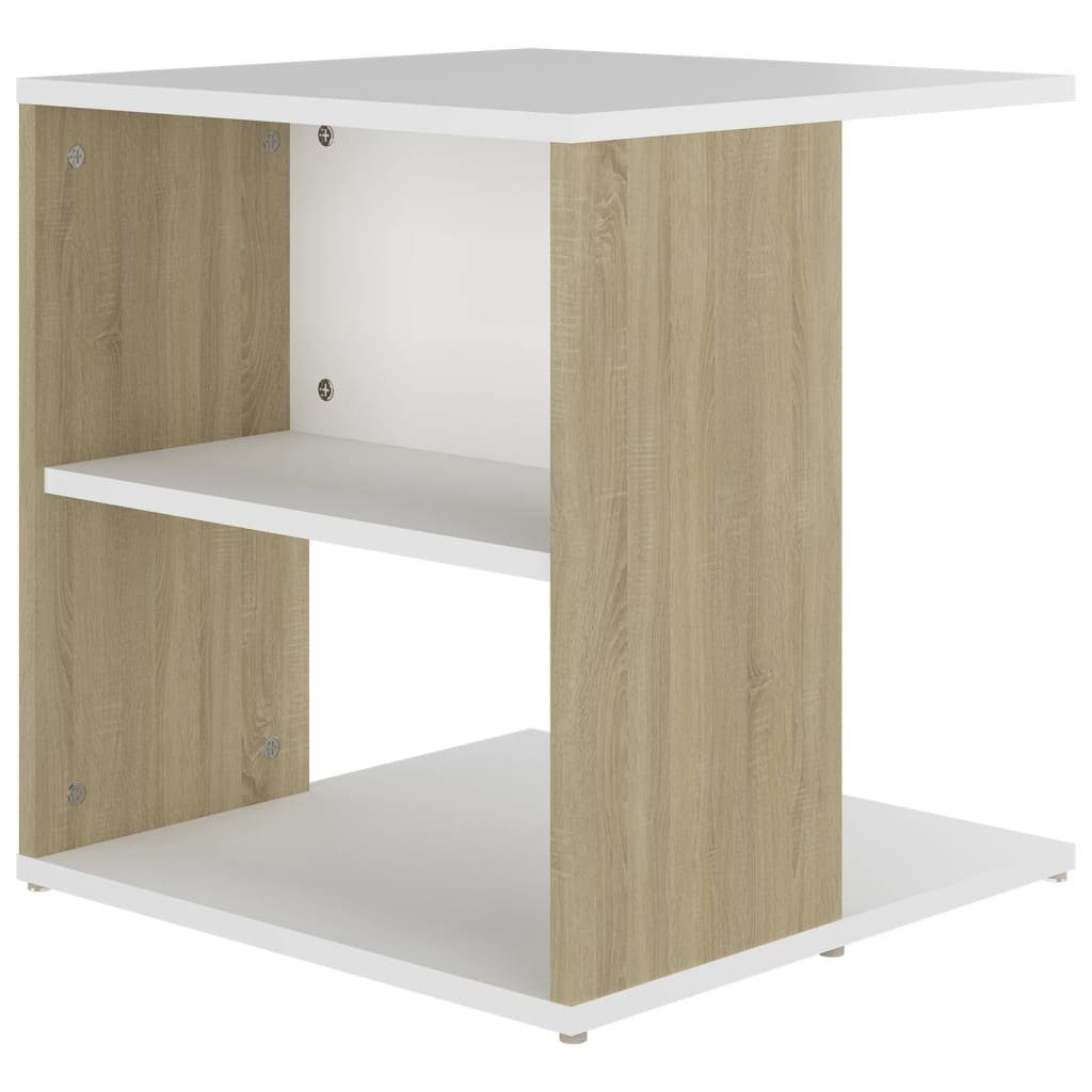 Holzwerkstoff Sonoma-Eiche cm Beistelltisch furnicato und (1-St) Weiß 45x45x48