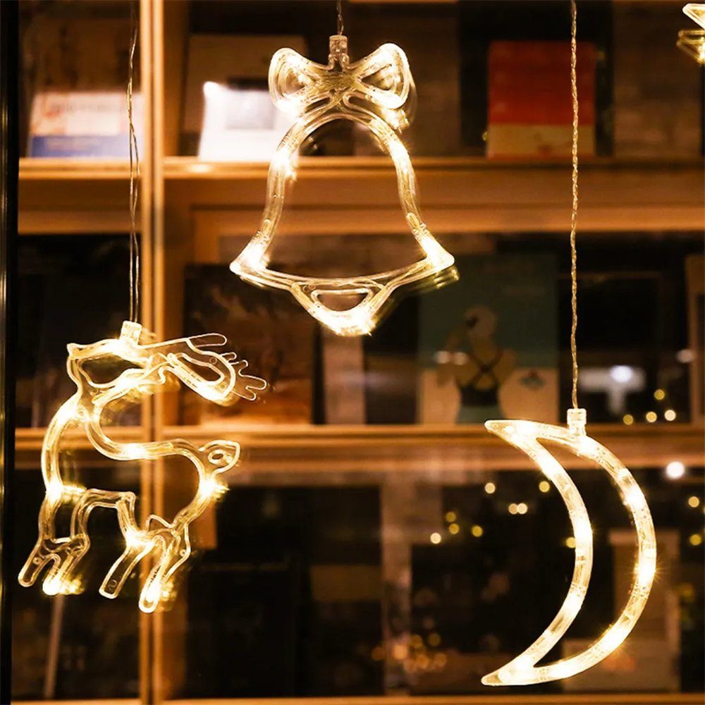 Deko Fenster Sauger LED-Lichterkette Mond LED Weihnachtsdeko Fensterlicht DAYUT mit Weihnachten