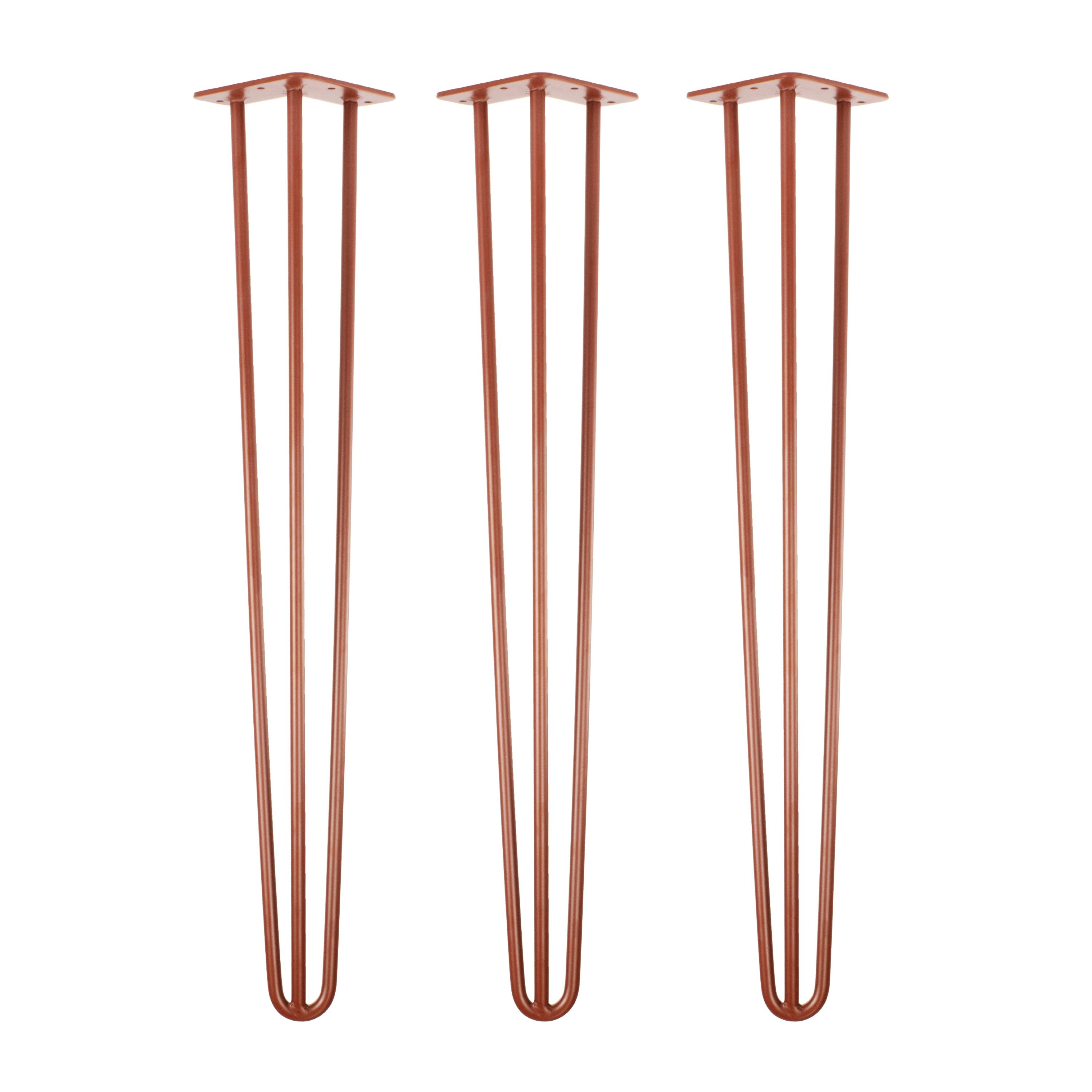 Natural Goods Berlin Tischbein 3er Set HAIRPIN Legs, Haarnadelbeine, Möbelfüße, 71cm - 3 Streben - Tisch, Rot
