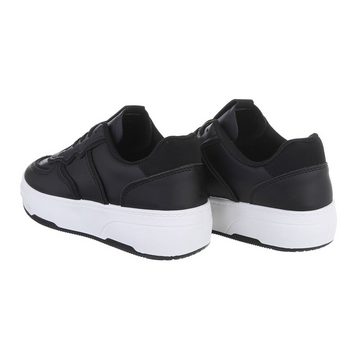 Ital-Design Damen Low-Top Freizeit Sneaker Flach Sneakers Low in Schwarz