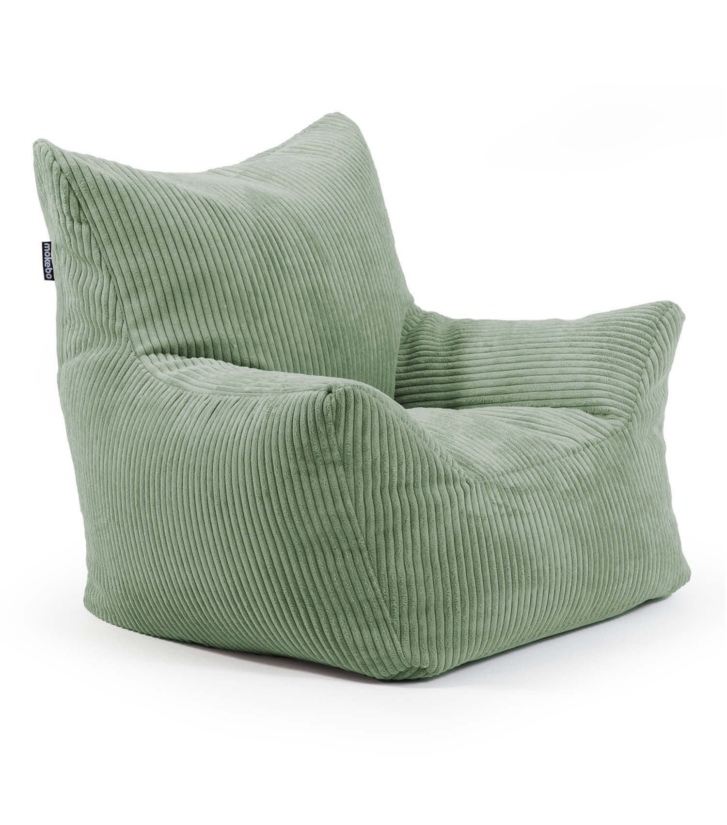 mokebo Kindersessel Der Pausenheld (aus Cord Stoff Grün), Made in Germany, Kinder Sitzsack, Cord, Lesesessel in Salbei Grün