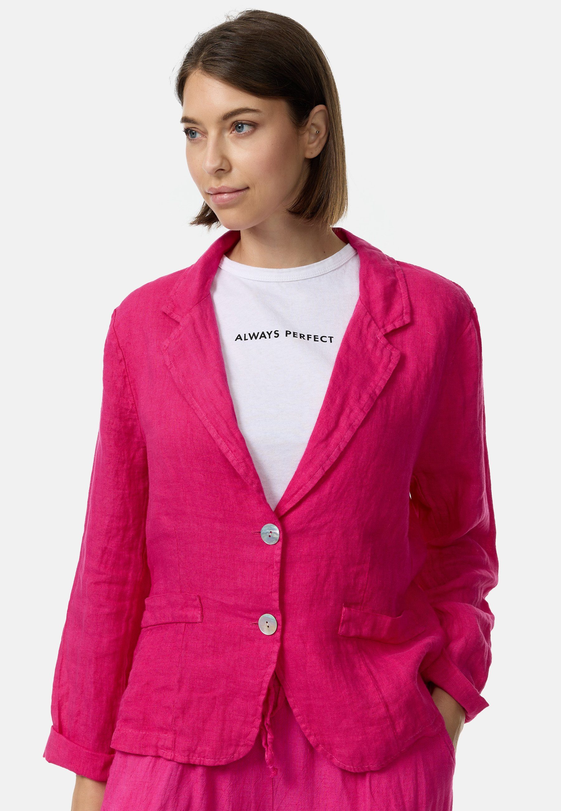 Rayshyne Kurzblazer PM53 (Edler Leinen Business Blazer mit Reverskragen) Atmungsaktiv, Hautfreundlich