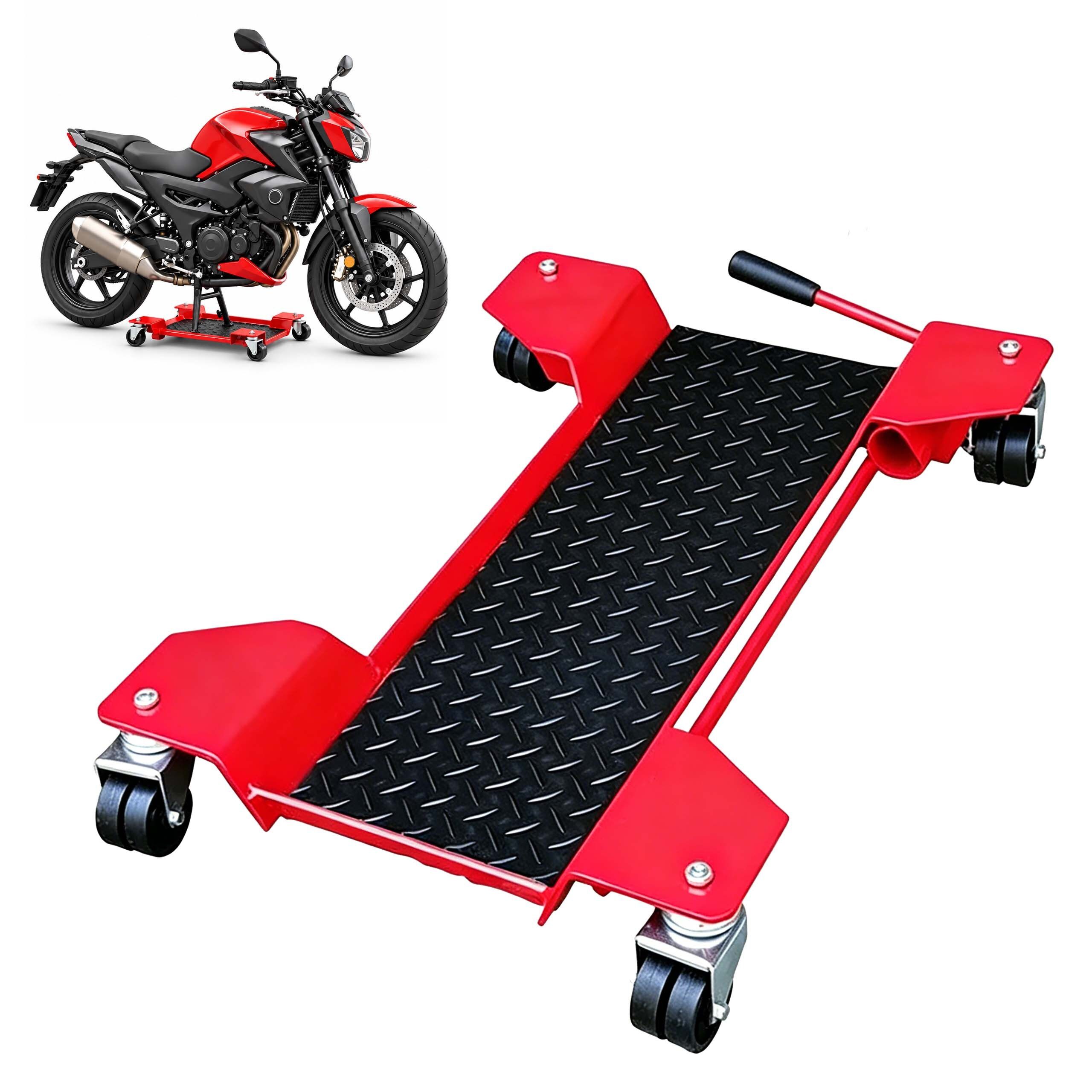 relaxdays Rangierwagenheber Motorrad-Rangierhilfe bis 250 kg, max. Hubhöhe: 8 cm, 1-tlg., rot