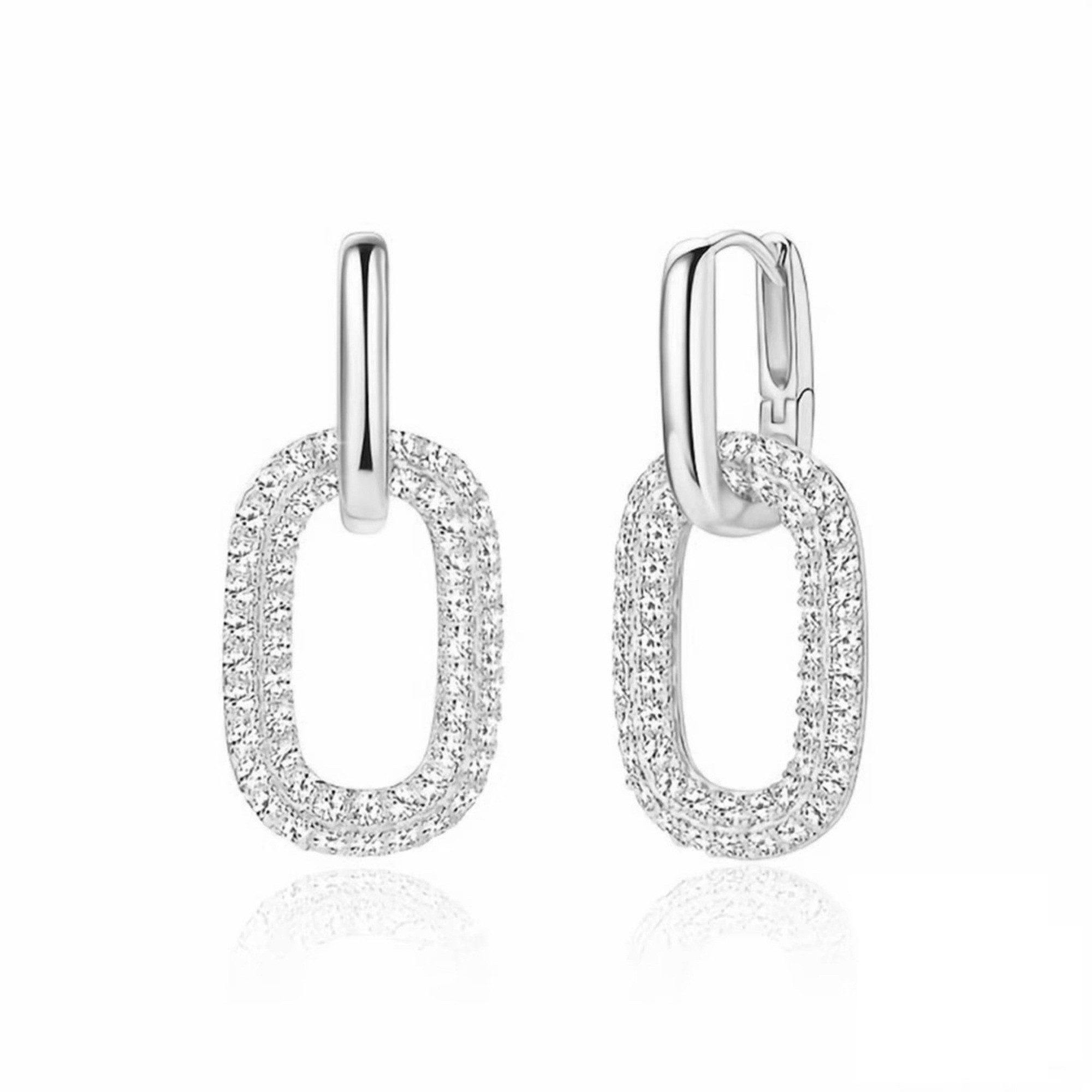 ROUGEMONT Paar Creolen Zweiteilige Damen Creolen Ohrringe mit Zirkonia Besatz, Hypoallergen