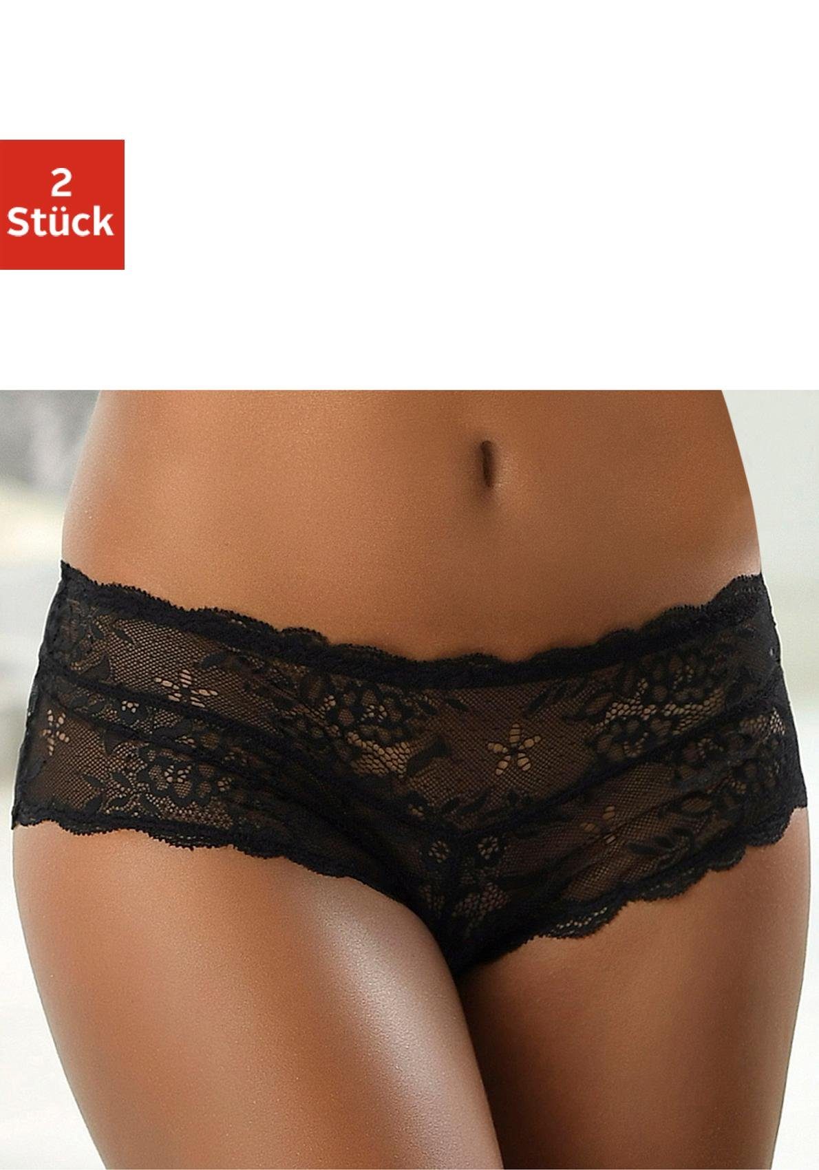 attraktiven Doppelpack (2-St) edler Panty im schwarz Dessous aus Spitze Premium Vivance