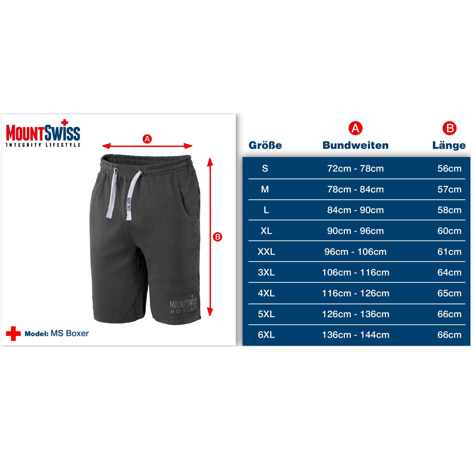 Sport Mount Herren (1-tlg) Boxer Shorts Swiss kurze schwarz Shorts / Mount Swiss