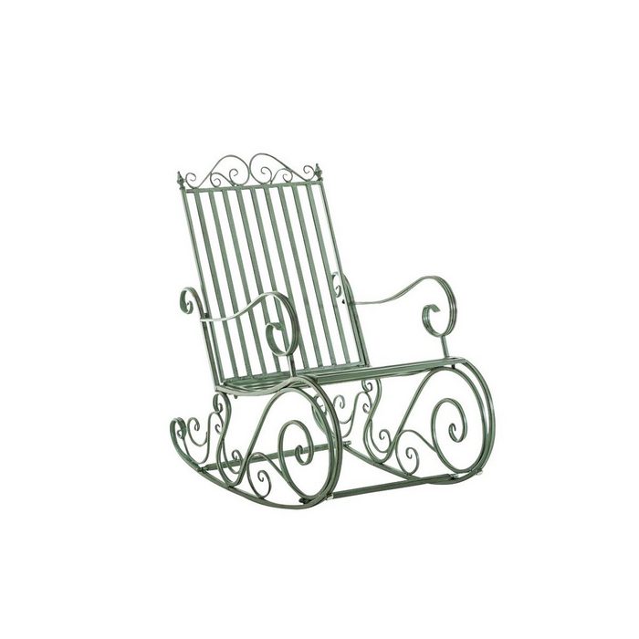 TPFLiving Schaukelstuhl Smiela (Schwingstuhl - Relaxstuhl - Lehnstuhl) Gestell: Eisen lackiert - Sitzfläche: Eisen antik-grün