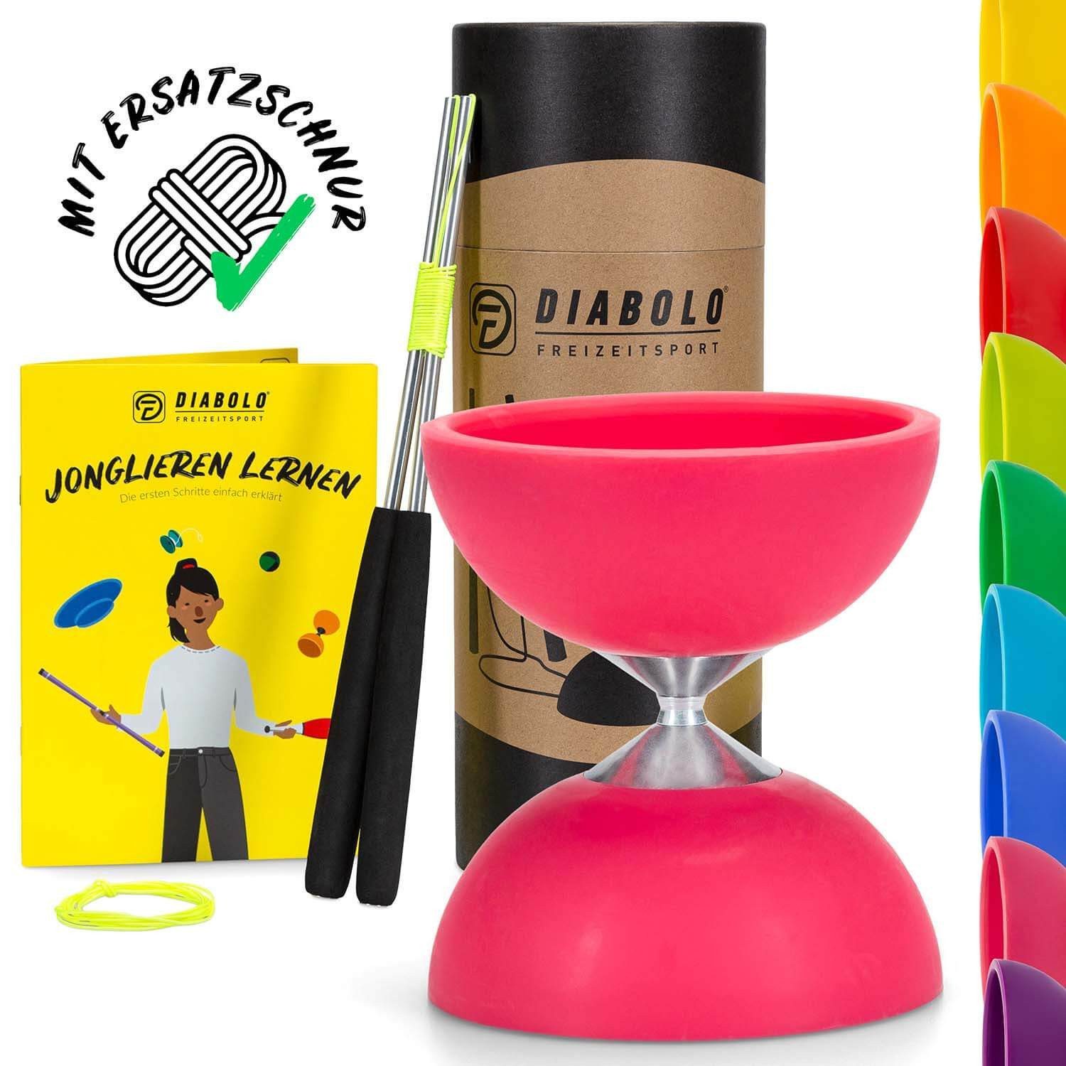 Diabolo Freizeitsport Diabolo Set Basic - inkl. Alu-Handstäben, Ersatzschnur, Anleitung, (Set, 1-tlg), Diabolo Set Basic (pink) Kinder ab 5 mit Stäben Anleitung Ersatzschnur