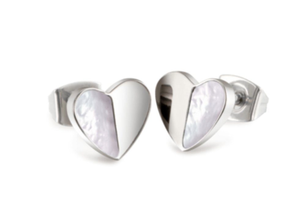 Boccia Paar Ohrstecker Herz Ohrstecker Titan mit Perlmutt-Einlage 05054-01