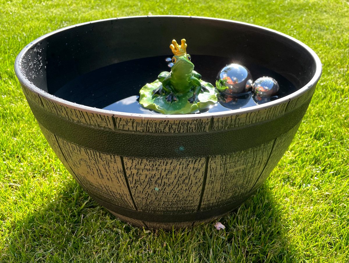 LB H&F Lilienburg Prefabricated Pond Mini Pond Tub Barrel Round Waterproof 40cm Sturdy Plastic 40 Liters, 40.00 l, (pond tub balcony pond nostalgic retro balcony terrace insect water pond vessel pond bowl tub, aquatic plants decorative pond garden tub decorative bowl vat trough), Waterproof, Weatherproof, Frost-resistant