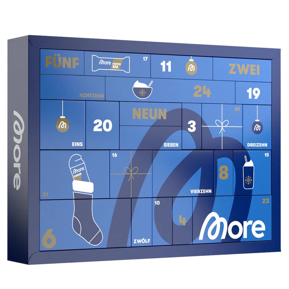 More Nutrition Календари More Календари 2025 – 24 Überraschungen & Limited Editions (24-tlg), 24 More-Überraschungen inkl. Food & Non-Food-Artikeln