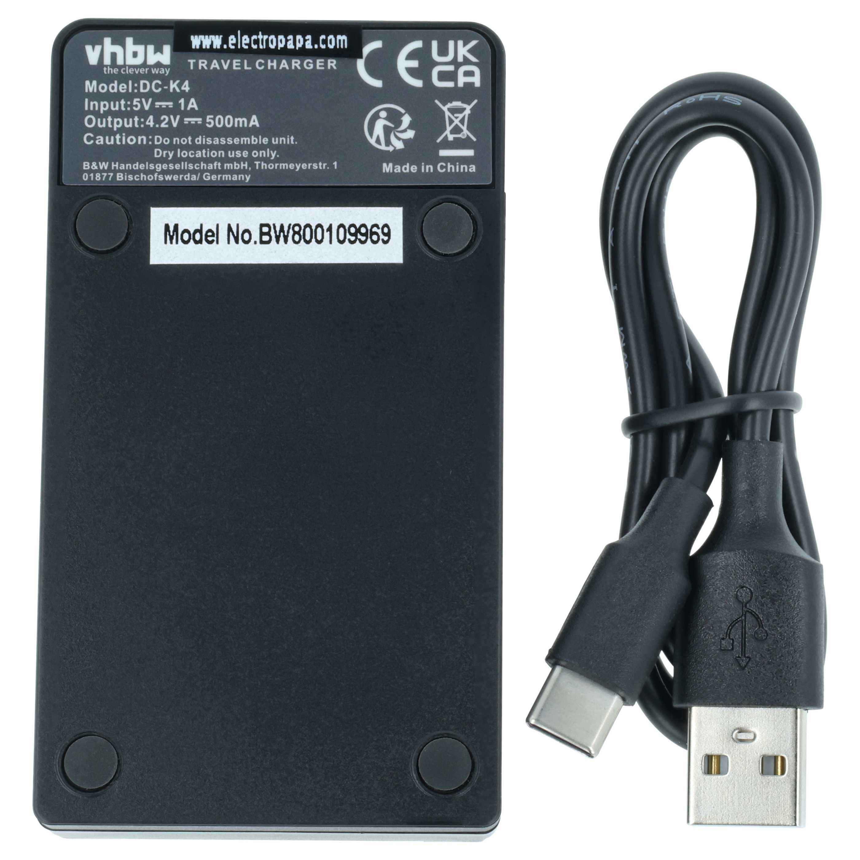 vhbw passend für Samsung L20, MV800, ES91, ES90, ES80, ES78, PL170, PL120, Kamera-Ladegerät (Ladestation zum Laden eines Akkus an jeder USB-Buchse z.B. am PC) – Bild 4 von 5