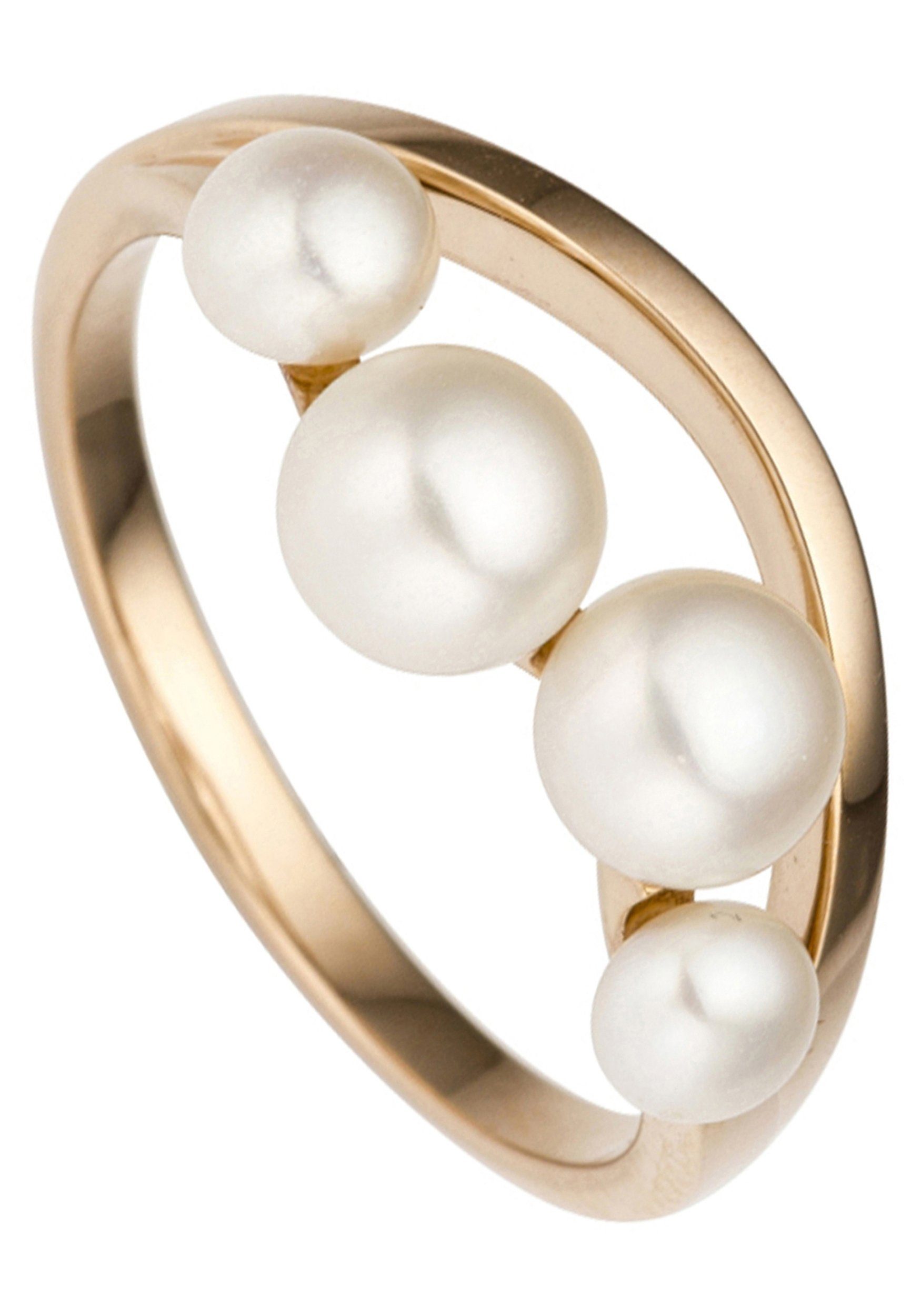 JOBO Fingerring Ring mit 4 Süßwasser-Z...