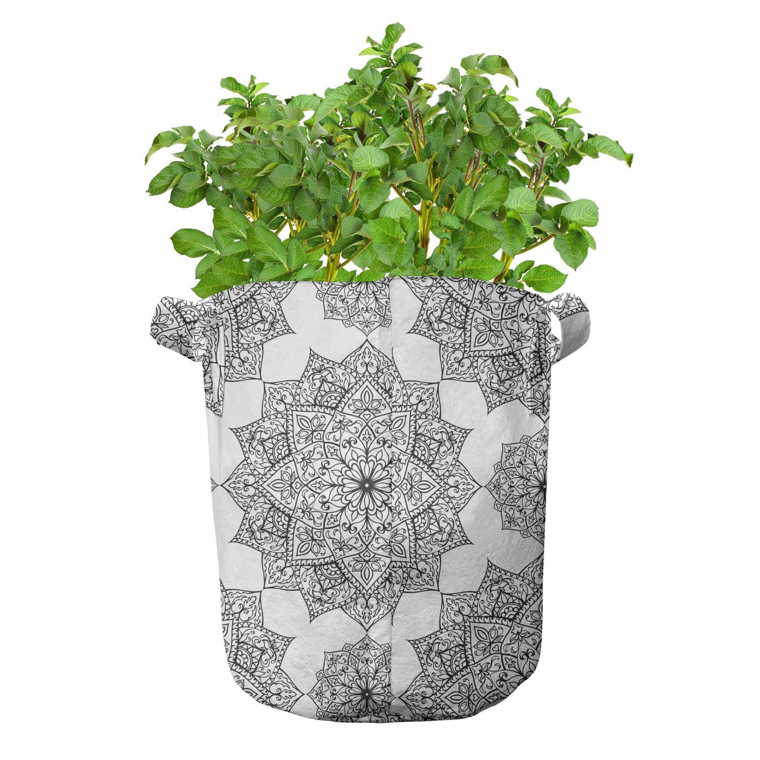 Abakuhaus Pflanzkübel hochleistungsfähig Stofftöpfe mit Patterns Pflanzen, Griffen Eastern Mosaic für Schwarz