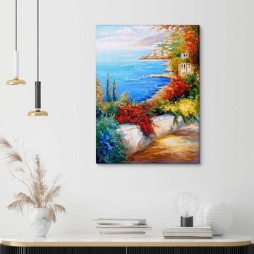 Posterlounge Leinwandbild Olha Darchuk, Mittag am Meer, Wohnzimmer Mediterran Malerei