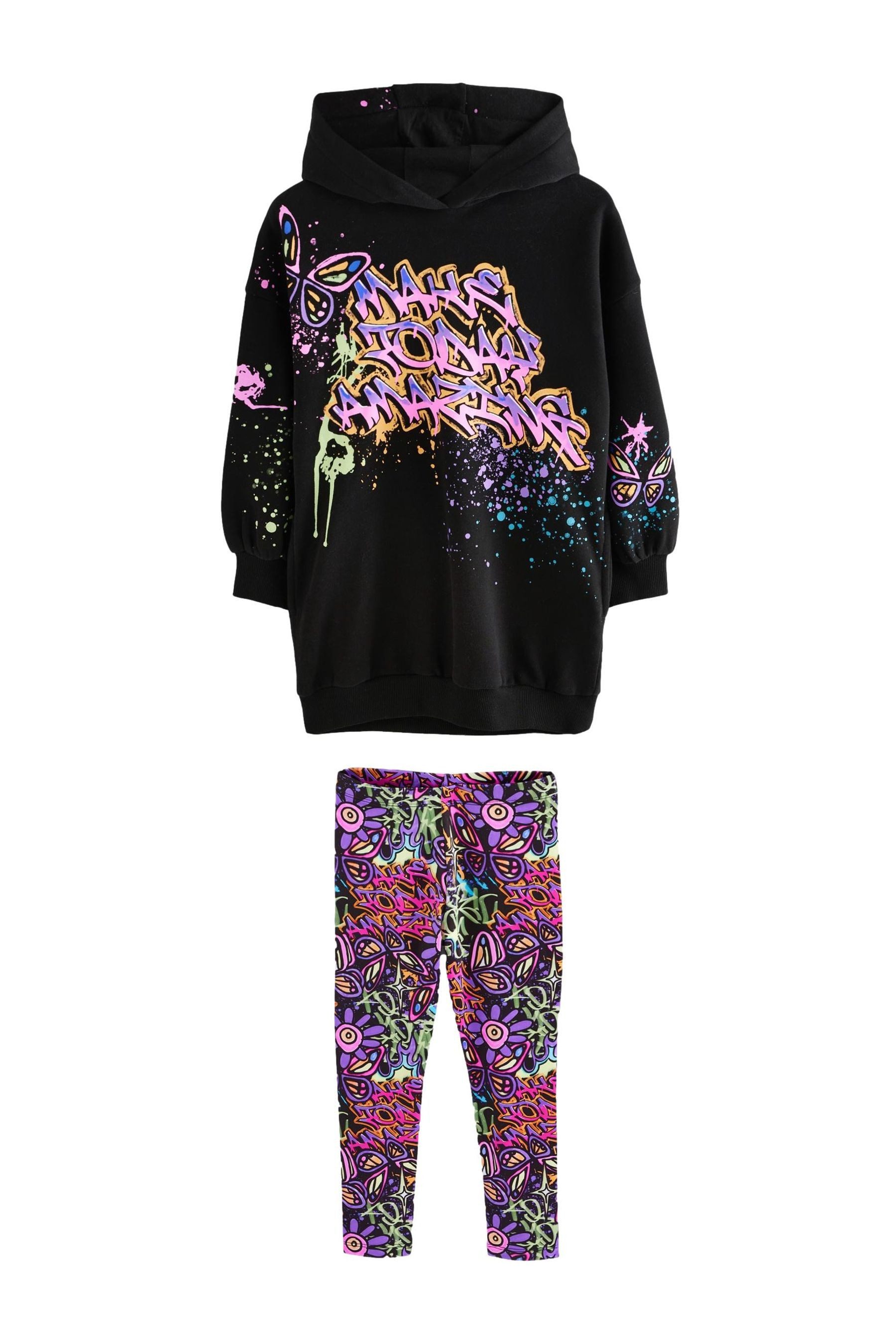 Next Shirt & Leggings Graffiti Hoodie günstig online kaufen