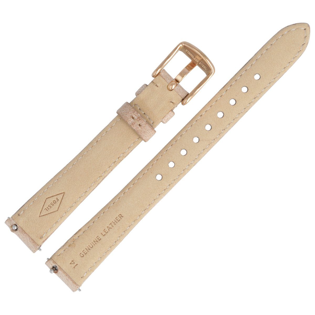 Leder ES-3487 Fossil Uhrenarmband 14mm Beige LB-ES3487