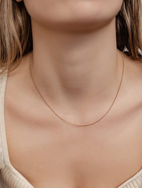 Hey Happiness Silberkette 925 Damen fein strukturiert, 18K Roségold Vergoldet, Silber Halskette Layer Look zum Kombinieren, hypoallergen