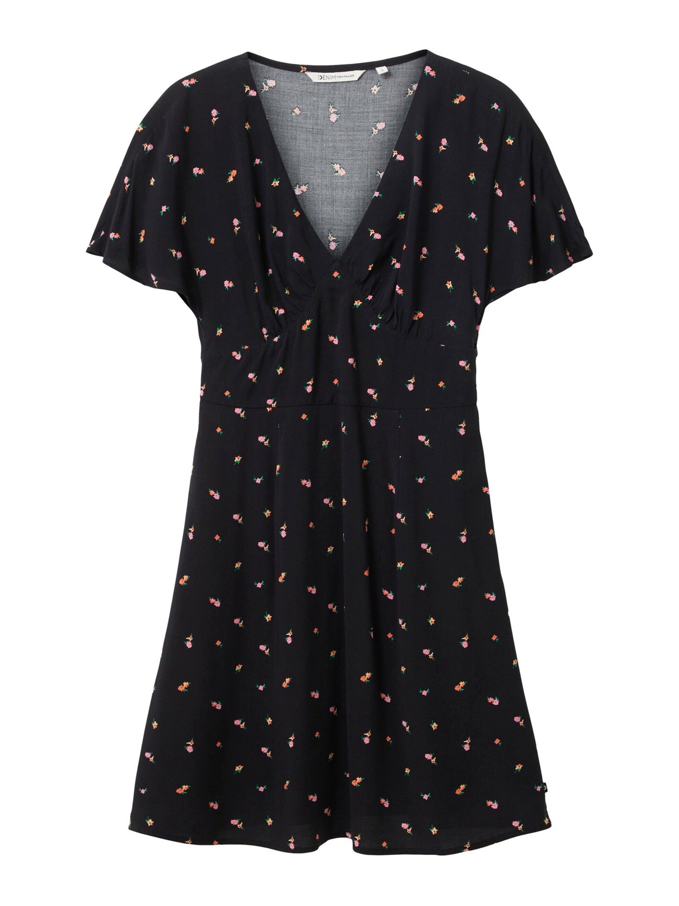 TOM TAILOR Denim Jerseykleid (1-tlg) Drapiert/gerafft small black flower print