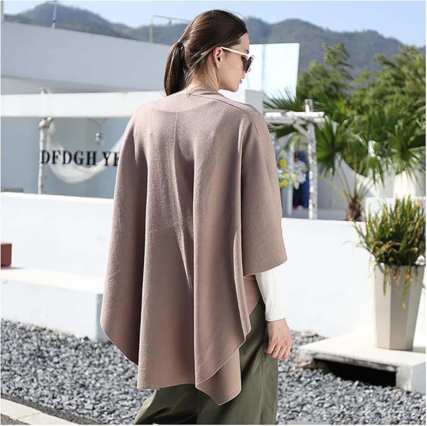 nsihing Poncho Damen Poncho Schal Strick Cape Cardigan Weich für Herbst Winter