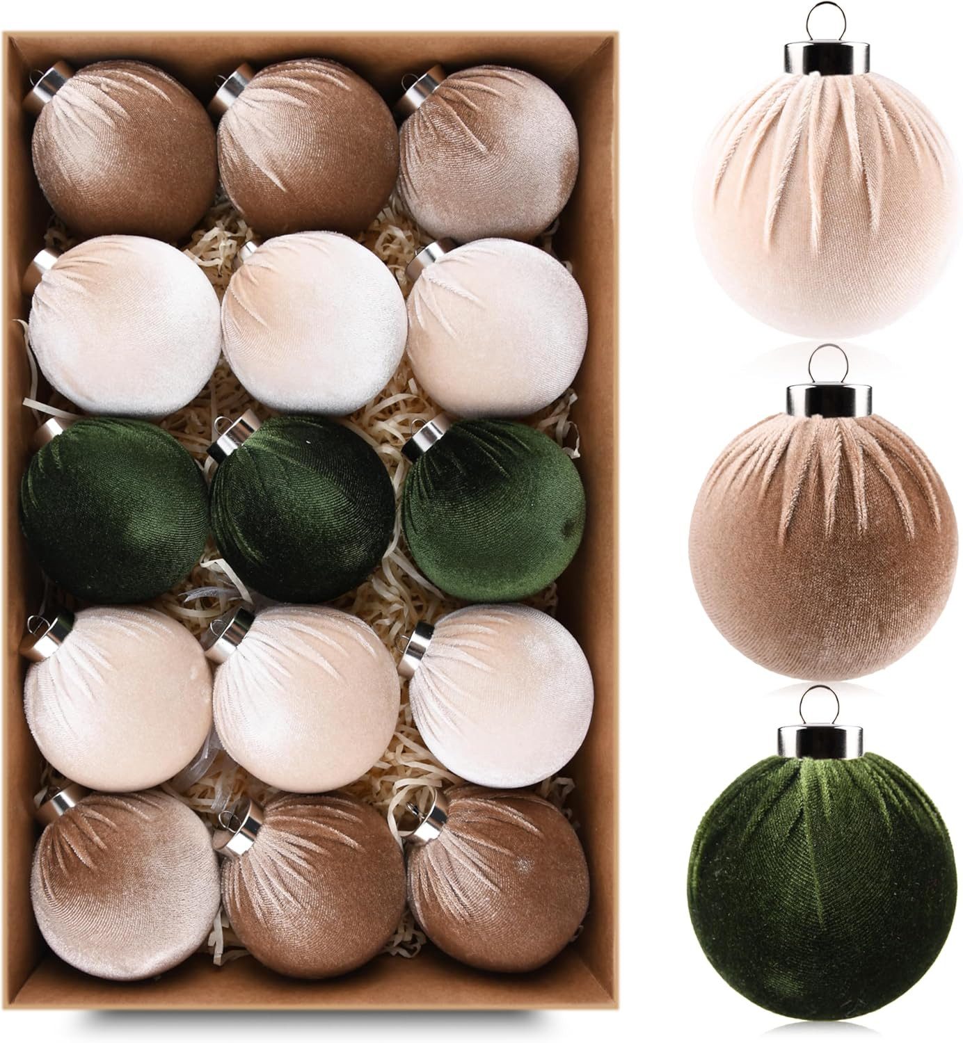 Bomiclss Weihnachtsbaumkugel 15 stück samt Christbaumkugeln Set mit Geschenkpaket