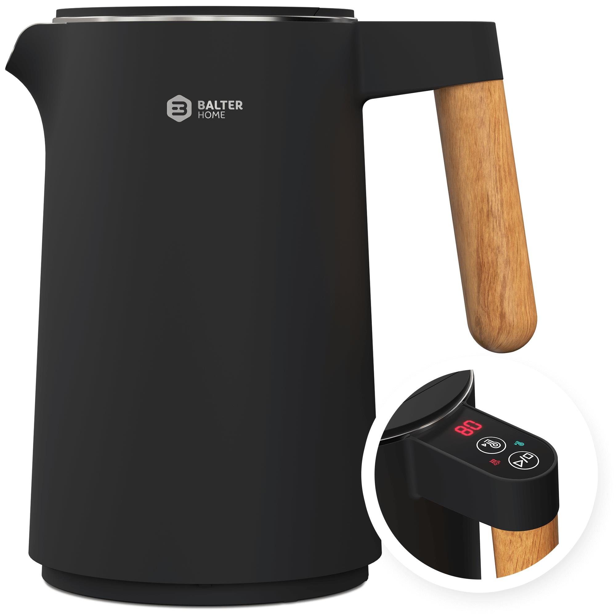 Balter Wasserkocher hochwertiger Teekocher aus Edelstahl, 1.5 l, 2200,00 W, kabelloser Wasserkocher mit Temperatureinstellung, BPA frei