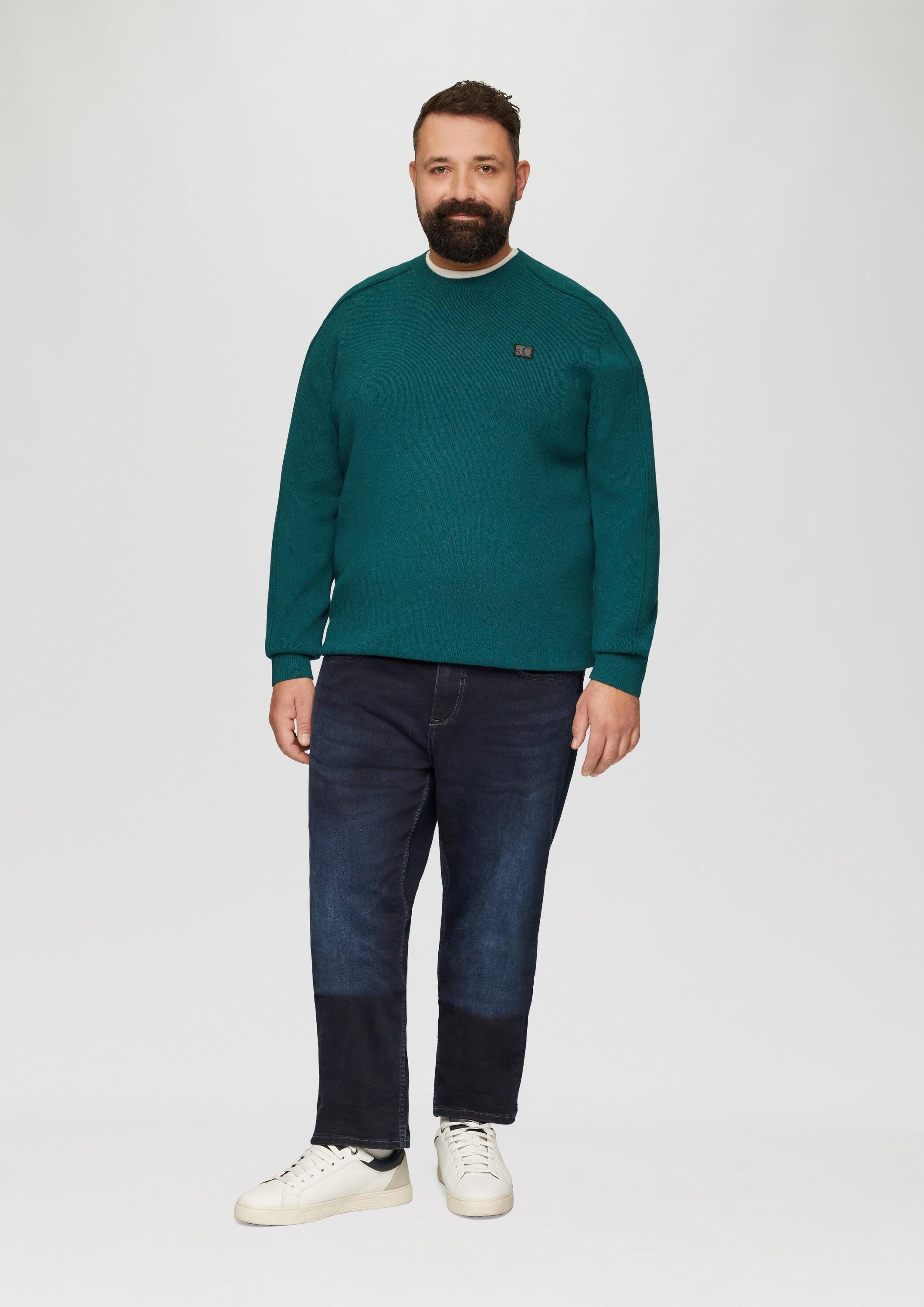 s.Oliver Longpullover Strickpullover Strickpullover mit Nahtdetails und Logo
