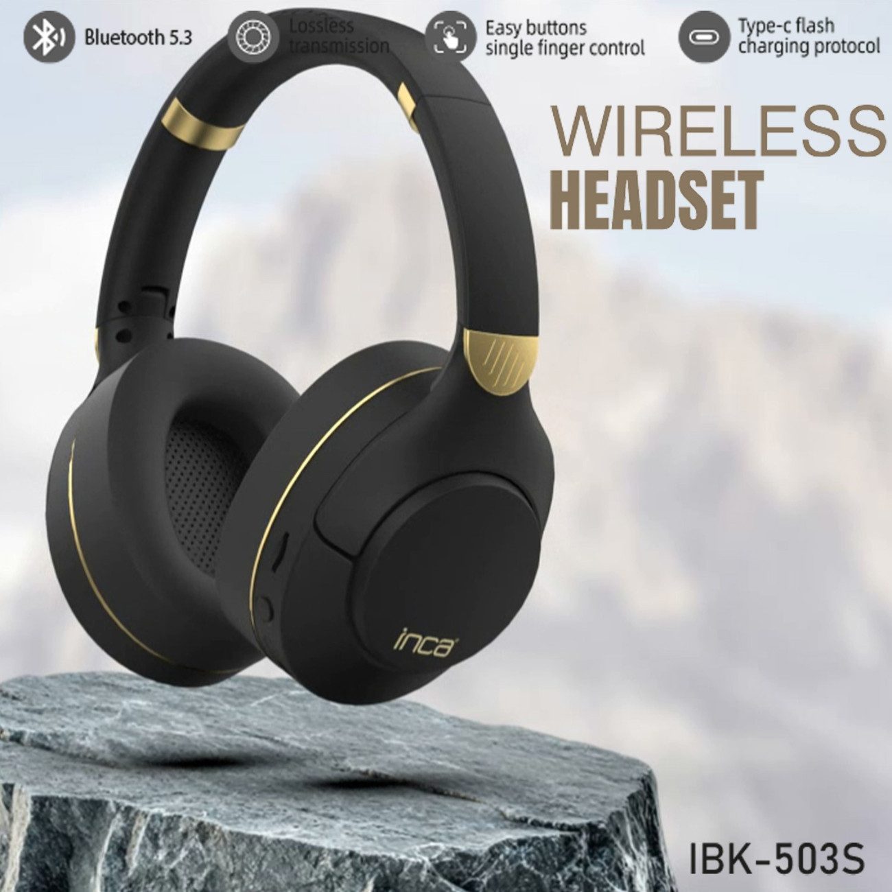 INCA IBK-503B Bluetooth-Kopfhörer (Bluetooth 5.3 Kopfhörer mit AUX & Micro-SD)