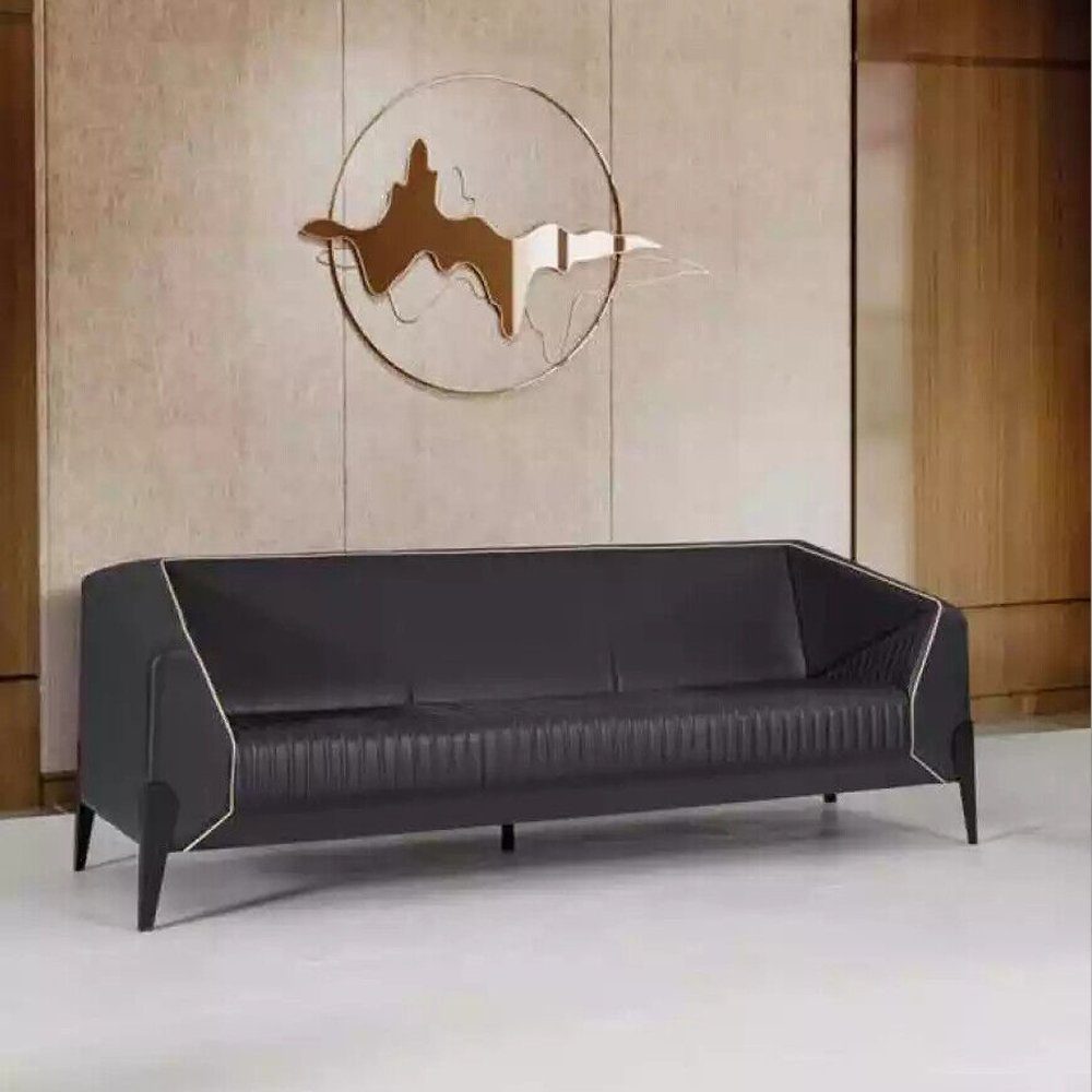 Ledersofa Made In Schwarzes Polstersofas, Sofa Neue Couch Europe Wohnzimmer JVmoebel Luxus Büromöbel