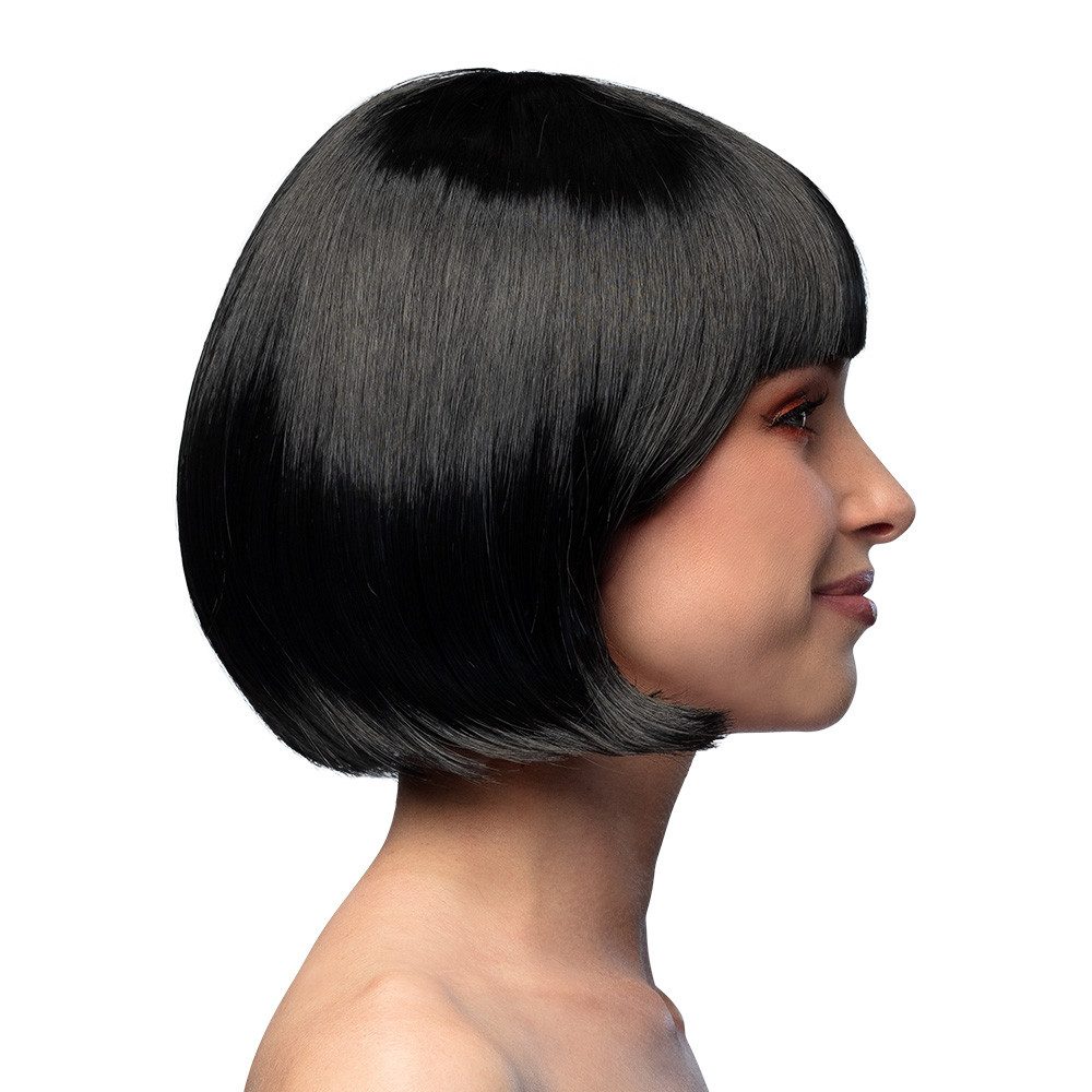 Boland Kostüm-Perücke Perücke Cabaret schwarz Eleganter Bob mit Pony für Kostüm & Show, Kurzhaar Bob mit modernem Pony für Damen