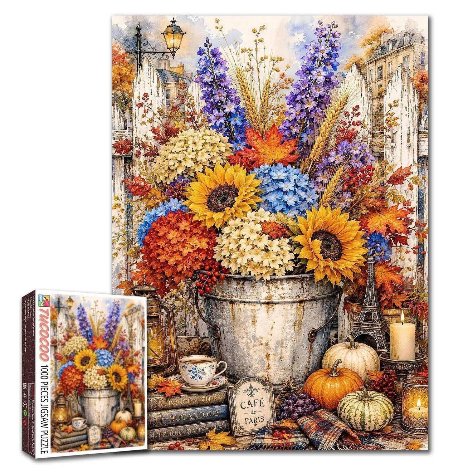 LuxusKollektion Puzzle Puzzle 1000 Teile Herbstblumen Sonnenblume 50 x 70 cm, Puzzleteile