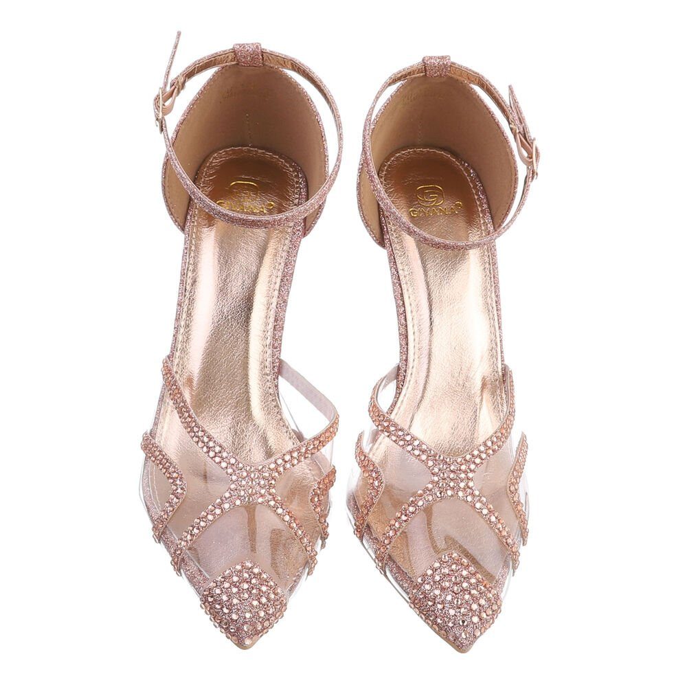 Ital-Design Damen Abendschuhe Party & Clubwear Schnürpumps (81809578) Pfennig-/Stilettoabsatz High Heel Pumps in Champagner