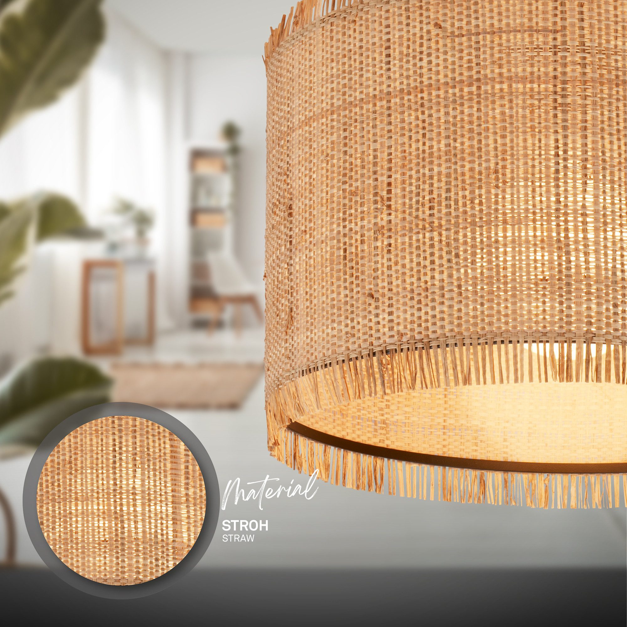 Briloner Leuchten Deckenleuchte LED Deckenlampe E27 Boho Natur Beige Wohnzi günstig online kaufen