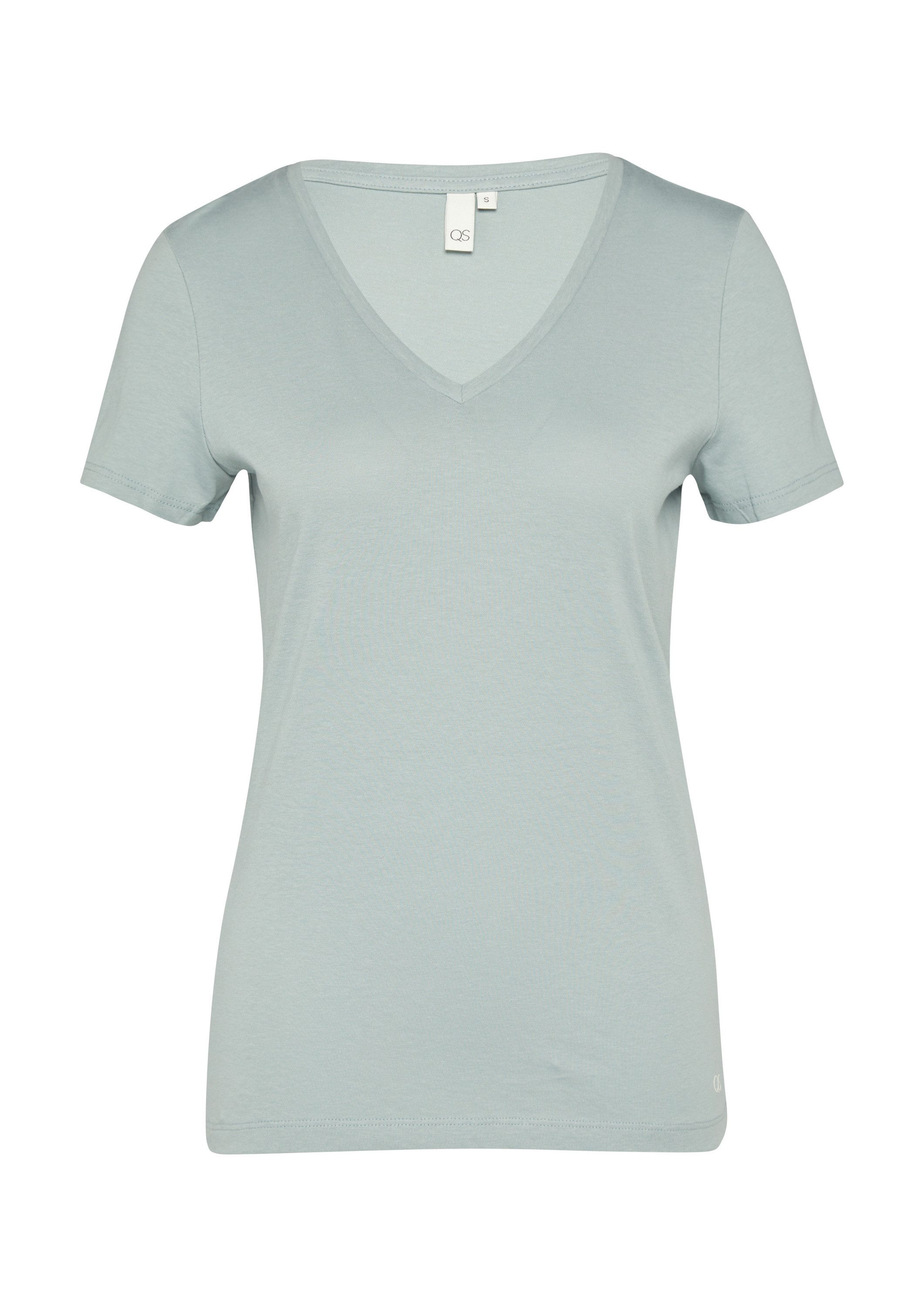 QS Kurzarmshirt T-Shirt Baumwollshirt mit V-Ausschnitt günstig online kaufen