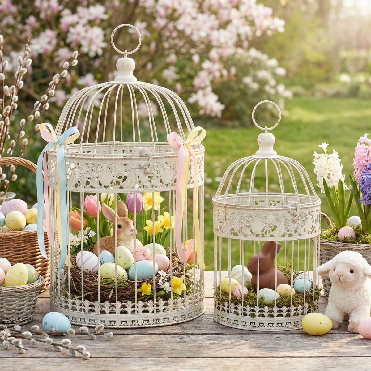 Ambiente Haus Vogelkäfig, 2er Set Outdoor geeignet, aus pulverbeschichtetem Metall