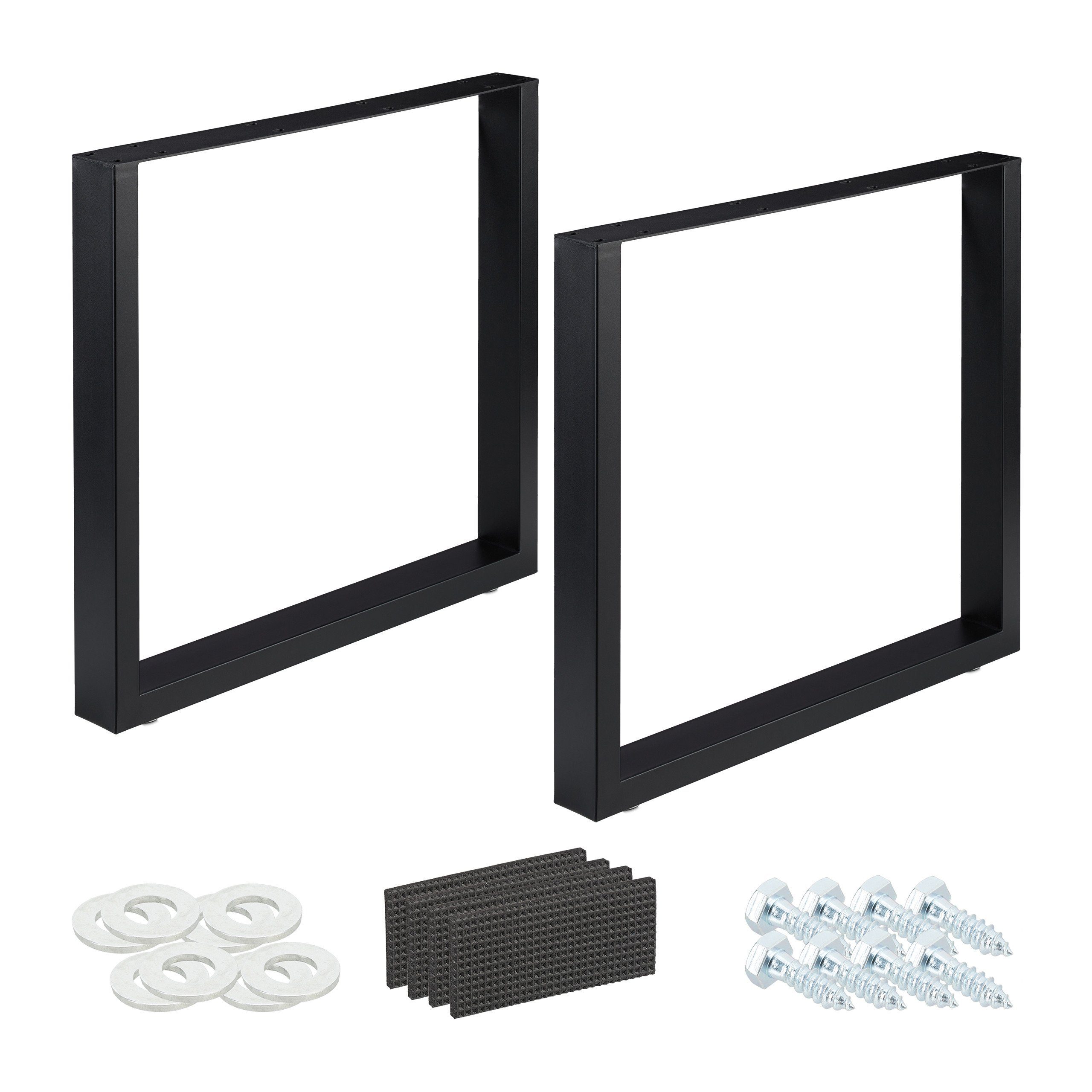 relaxdays Tischbein 2er Set Tischkufen schwarz, 80 x 72 cm