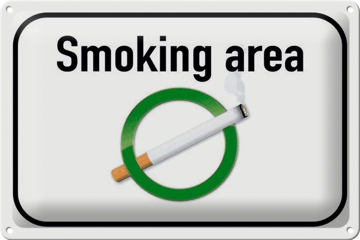 Femer GmbH Metallschild Rauchen 30x20cm Smoking area Raucherraum, (1 St), gewölbte Oberfläche, abgerundete Ecken, umgeschlagene Kanten