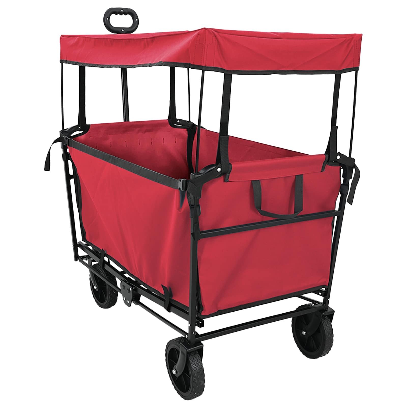 vidaXL Rollwagen Faltbarer Einkaufswagen mit Bremsen Rot 105 x 56,5 x 116 cm, (1 St)