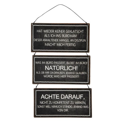 Posiwio Metallschild »3tlg. Schild BÜRO schwarz weiß aus Metall