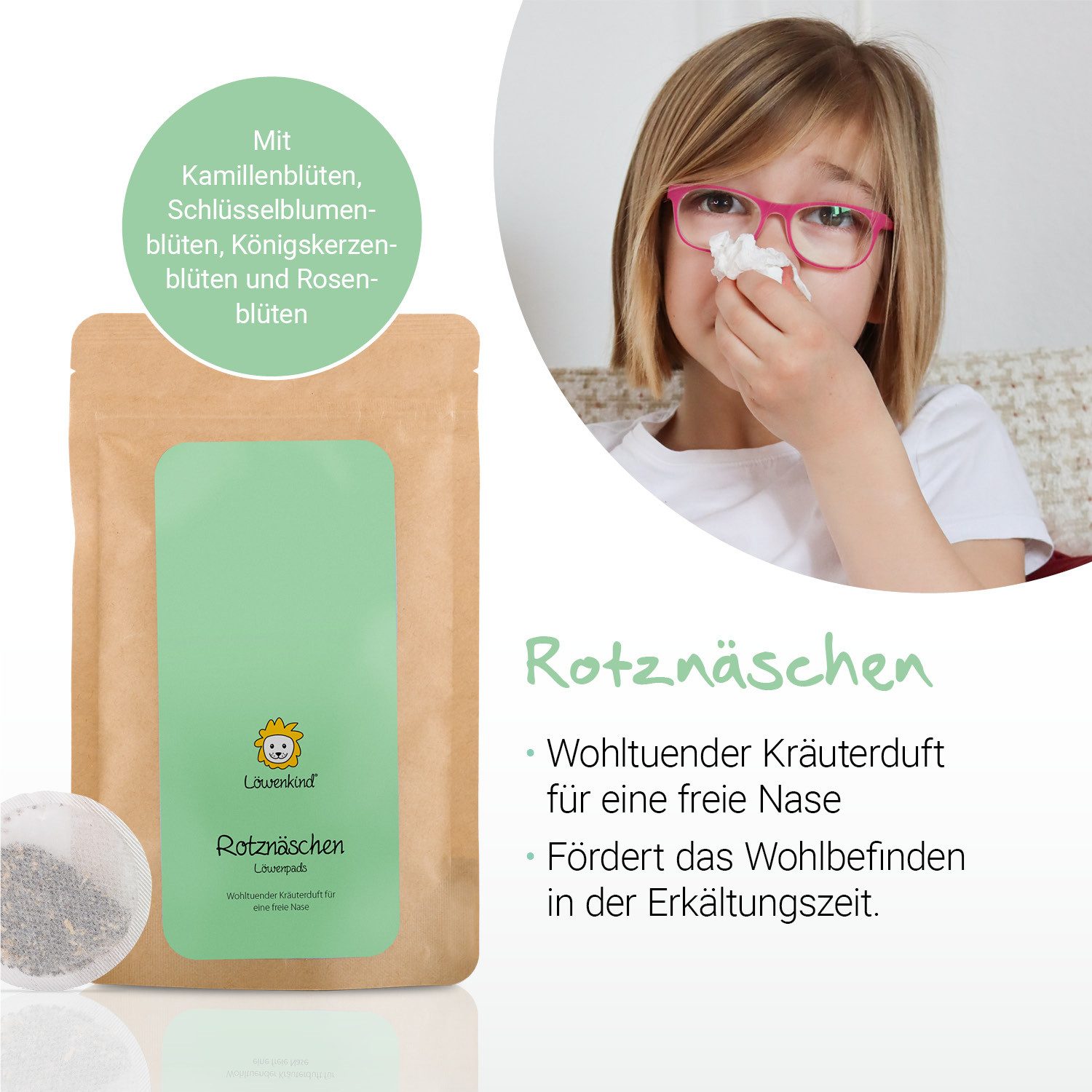 Löwenkind Körperpflegemittel Rotznäschen-Kräuterpads Nachfüllpackungen, 2-tlg., 2x10 Pads = Ø 100 Tage nutzbar
