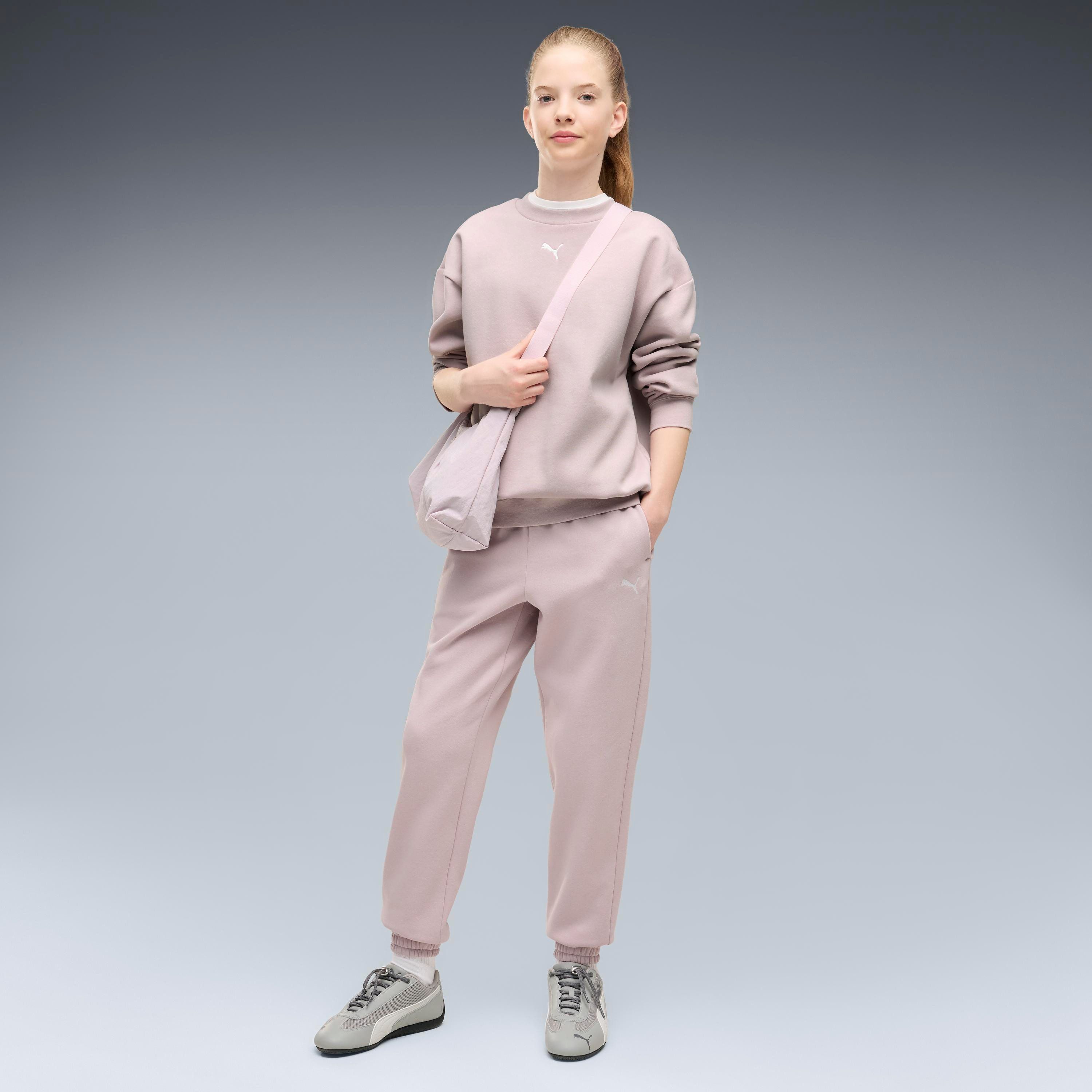 PUMA Trainingsanzug LOUNGEWEAR OVERSIZED SWEAT SUIT FL G (2-tlg), mit elastischem Bund, mit gerippten Bündchen, mit Seitentaschen