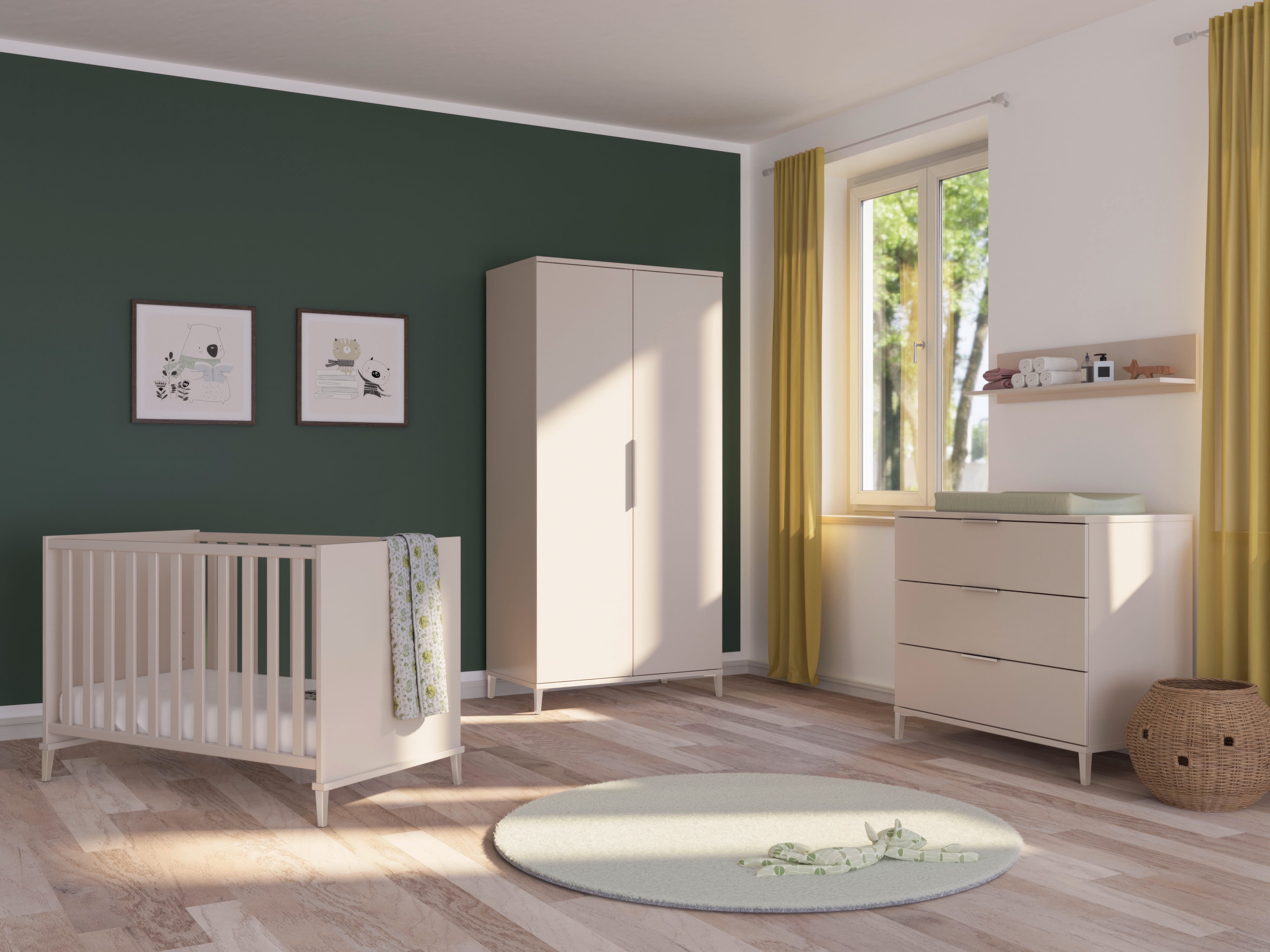 YUNY by PAIDI Babybett SISTER LOU in Beige, Gitterbett höhenverstellbar, Kinderbett