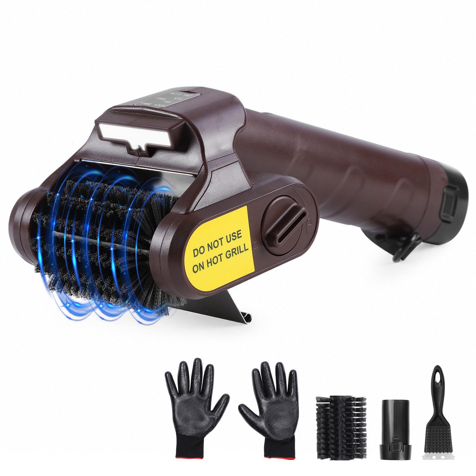 Lapamax Grillbürste Kabellos Akku Elektrische Reinigungsbürste mit LED-Licht, mit 2 köpfen, Leistungsstarke Grill Reinigungsbürste für BBQ, Gussrost, Elektrogrill
